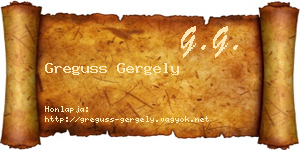 Greguss Gergely névjegykártya